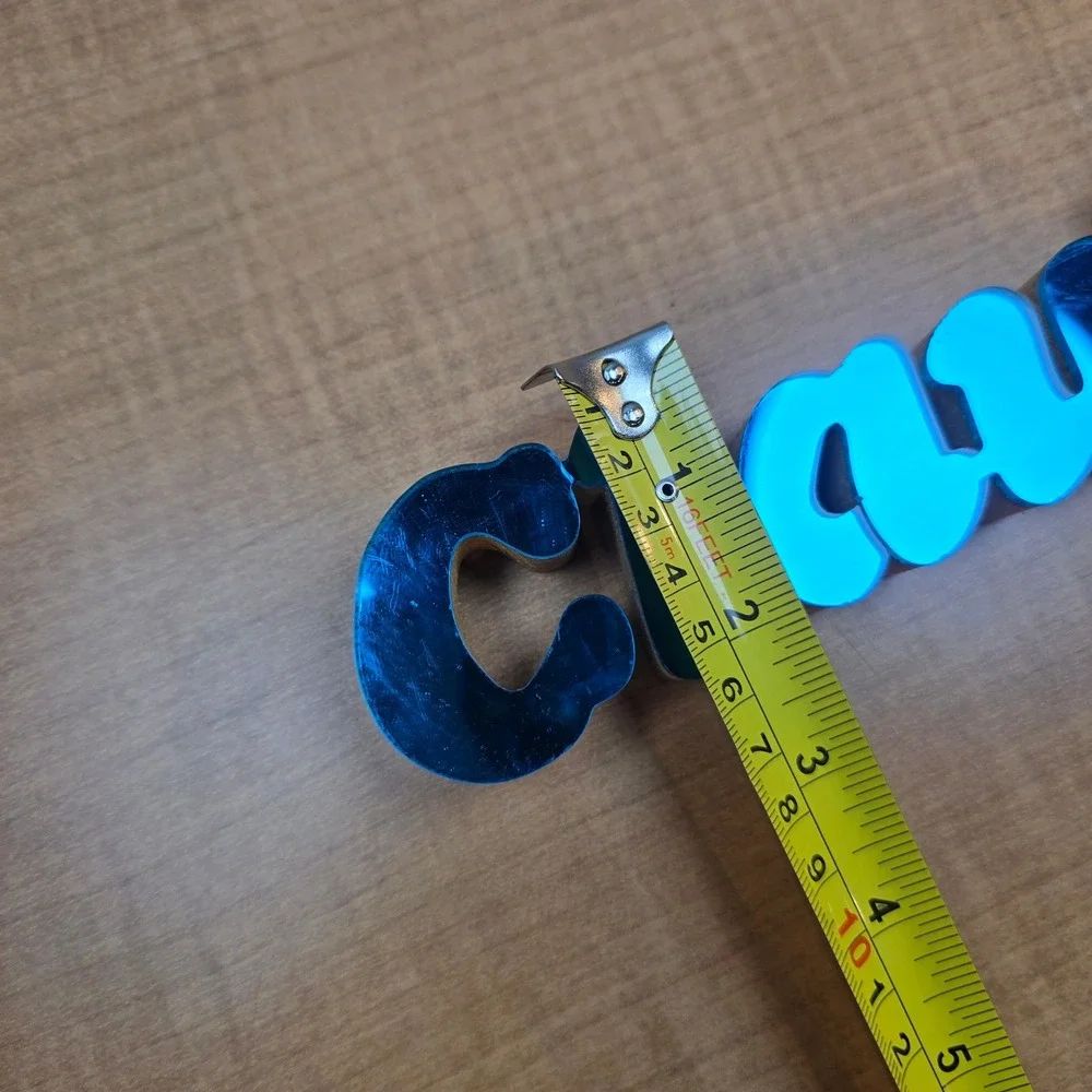 Aqua Blue and Wood CLAUDIA desk‎ sign 10